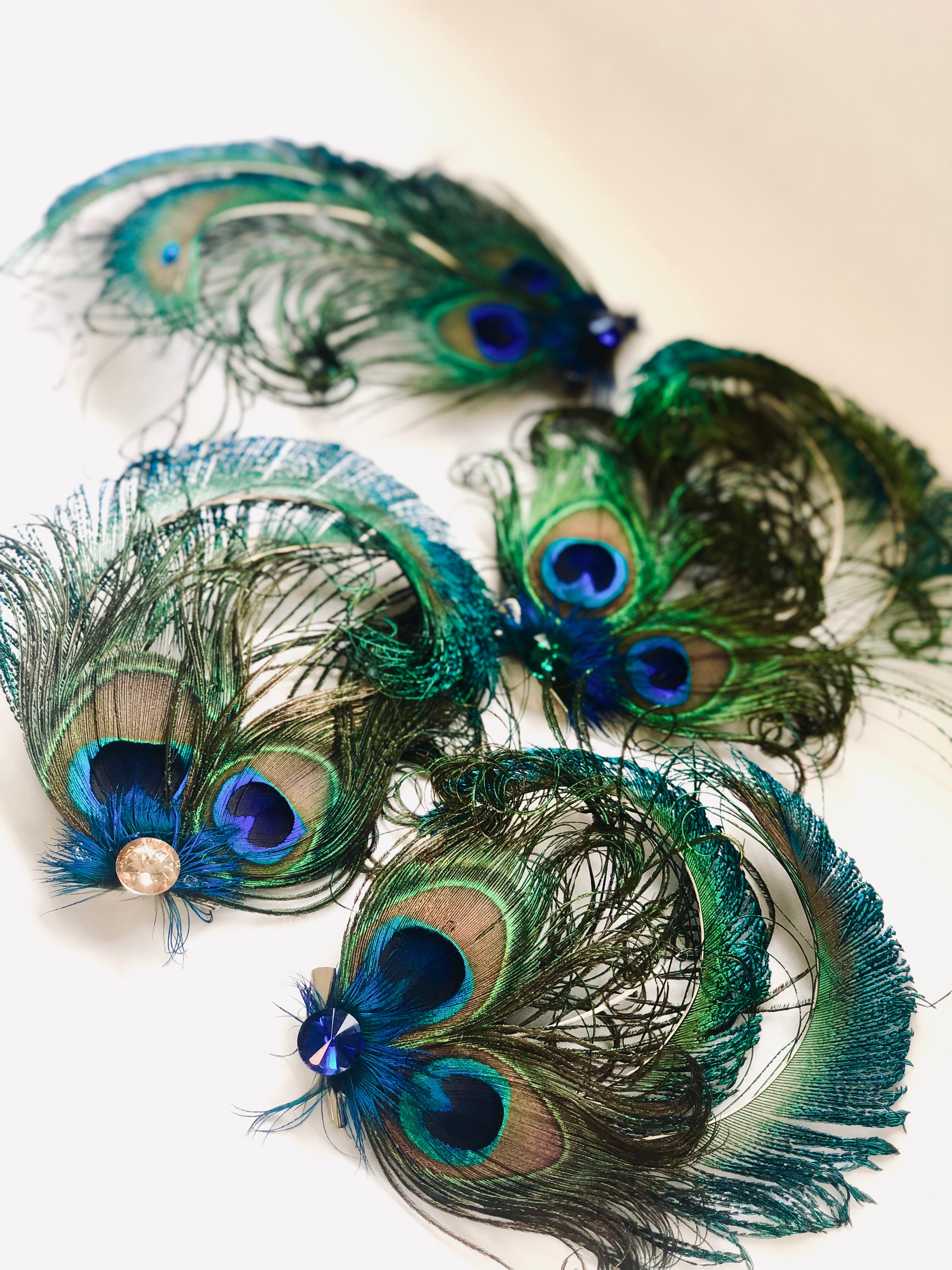 feather hair clip for women and kids - peacock feather hair clip