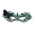 Elegant green lace masquerade mask with black butterfly accent, Venetian lace eye mask for women, perfect for weddings, masquerade balls, prom, and Halloween.