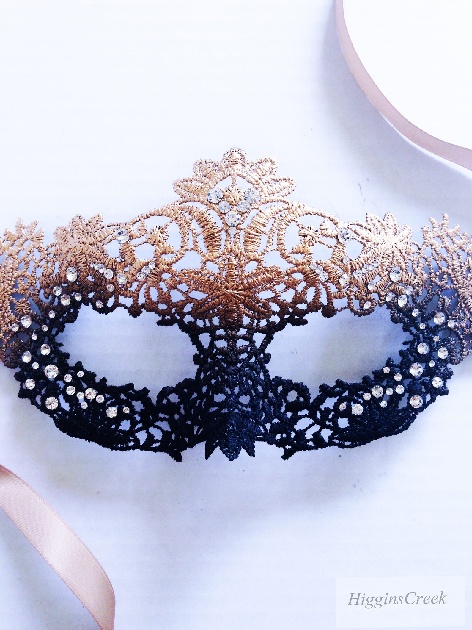 Diane Lace Mask - Gold Black