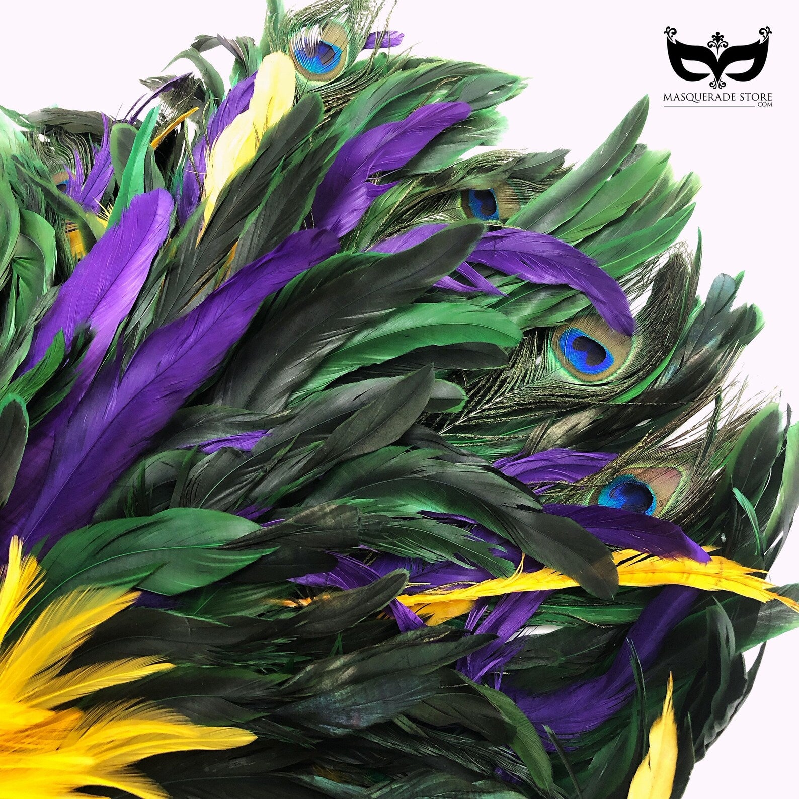 Majestic Feather Mask - Mardi Gras Extravaganza