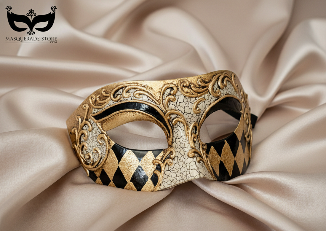 Harlequin Mask - Gold/Black