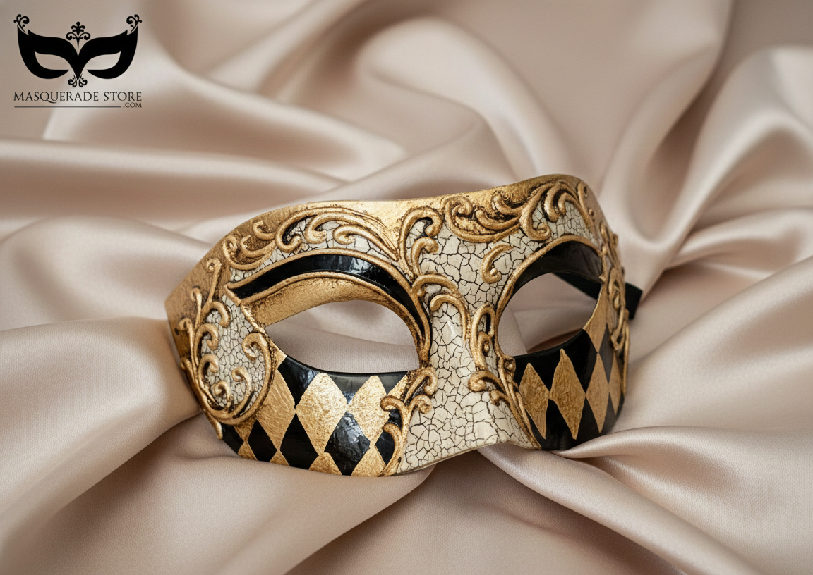 Harlequin Mask - Gold/Black