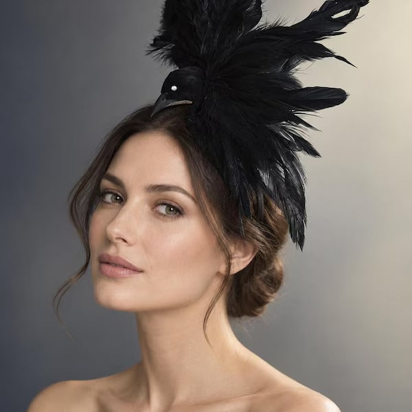 Raven Headpiece – Black Feather Crow Fascinator