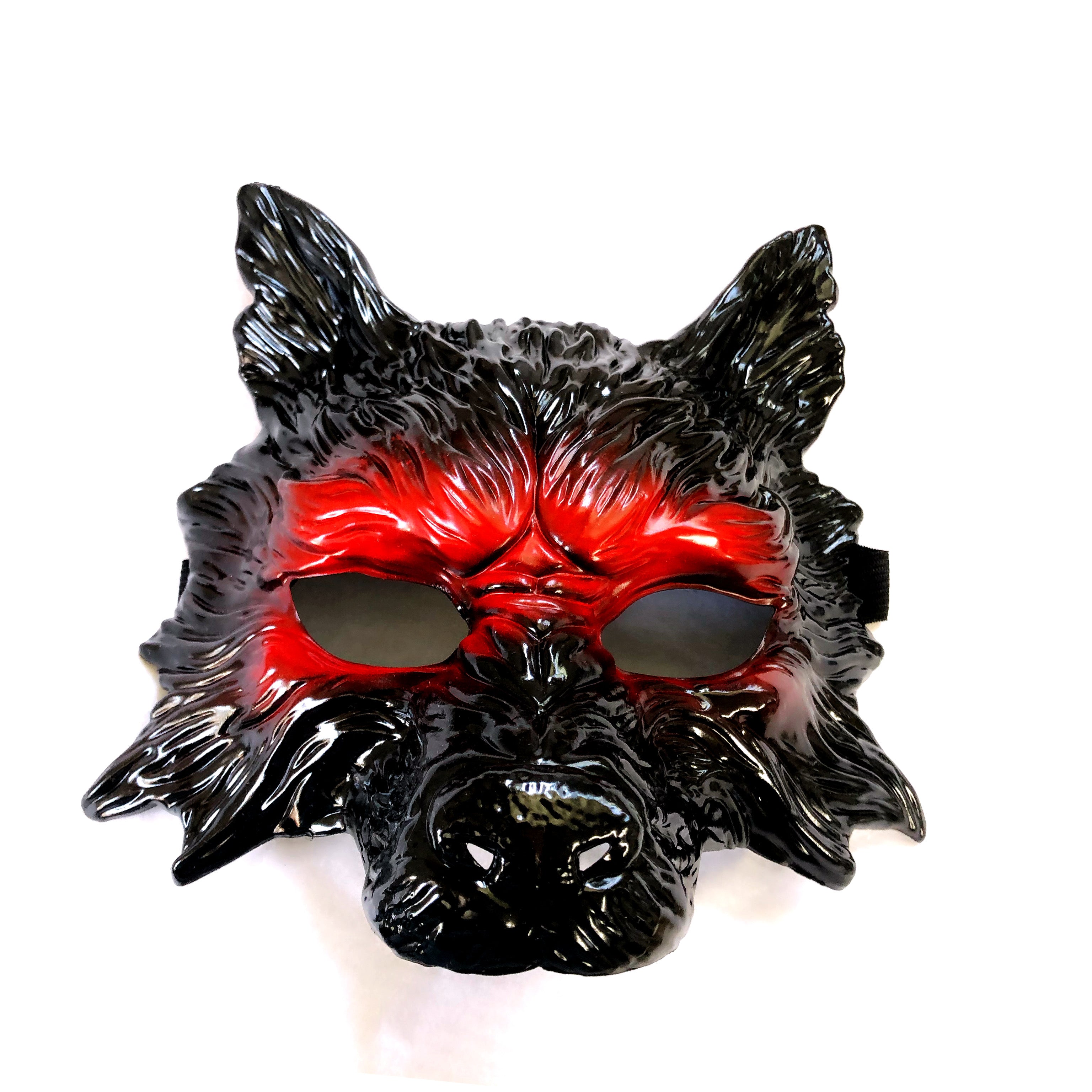 Inferno Wolf Masquerade Mask with Fiery Red Eyes
