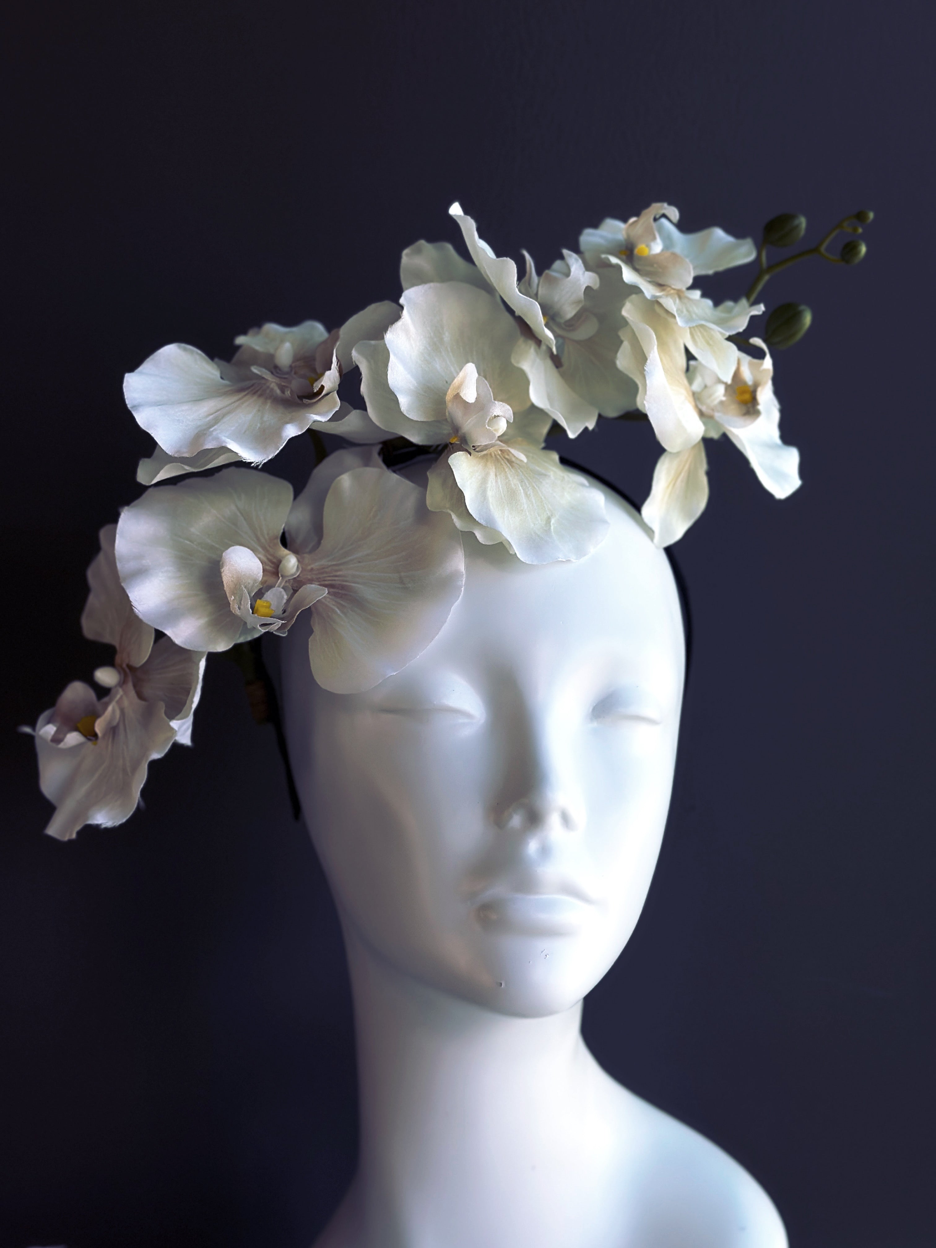Ivory colored orchids on headband