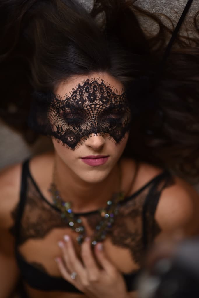 A captivating lacey blindfold featuring intricate mystic lace details, perfect for Valentine&