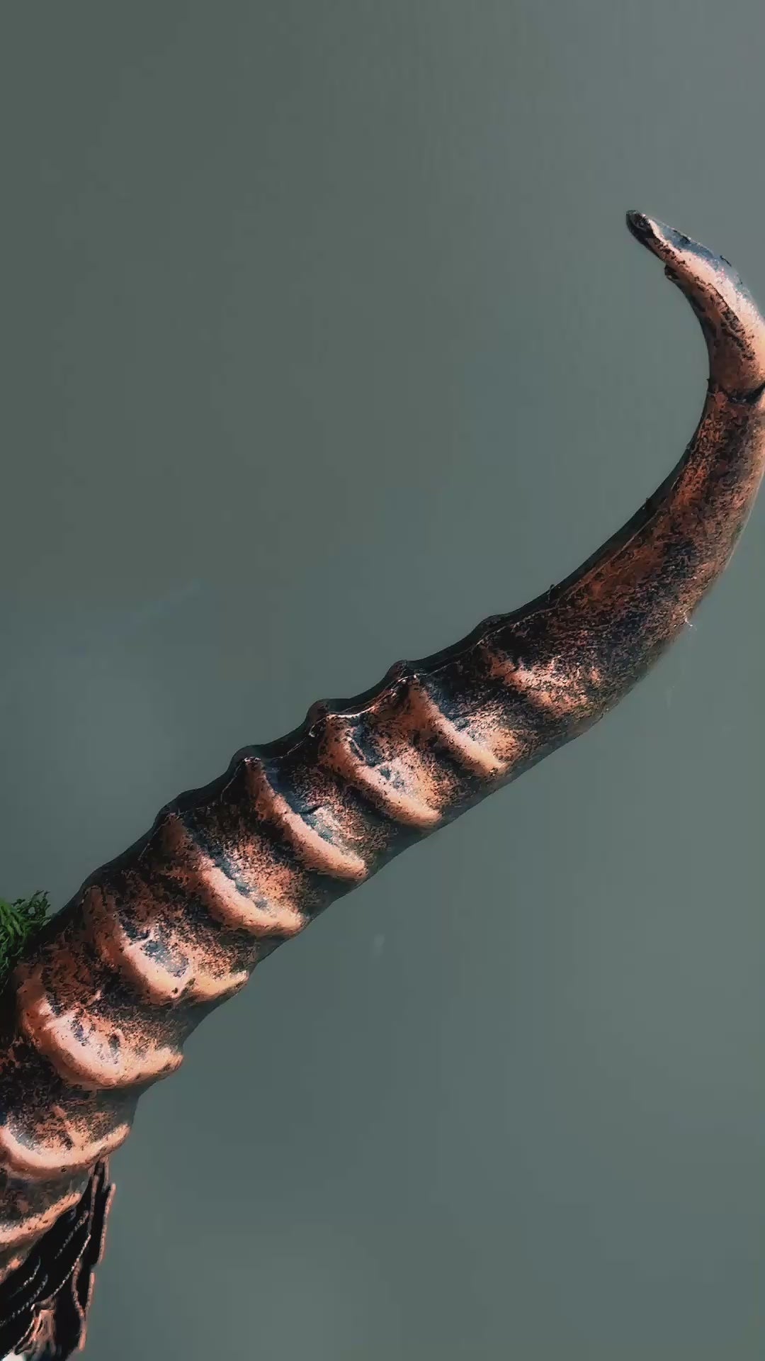 Long Horn Headdress - Green Moss