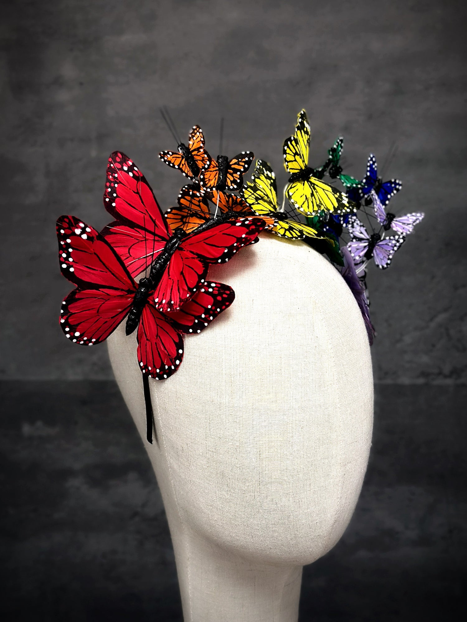 Rainbow butterfly headband LGBTQ accessory for Pride Month parades and events