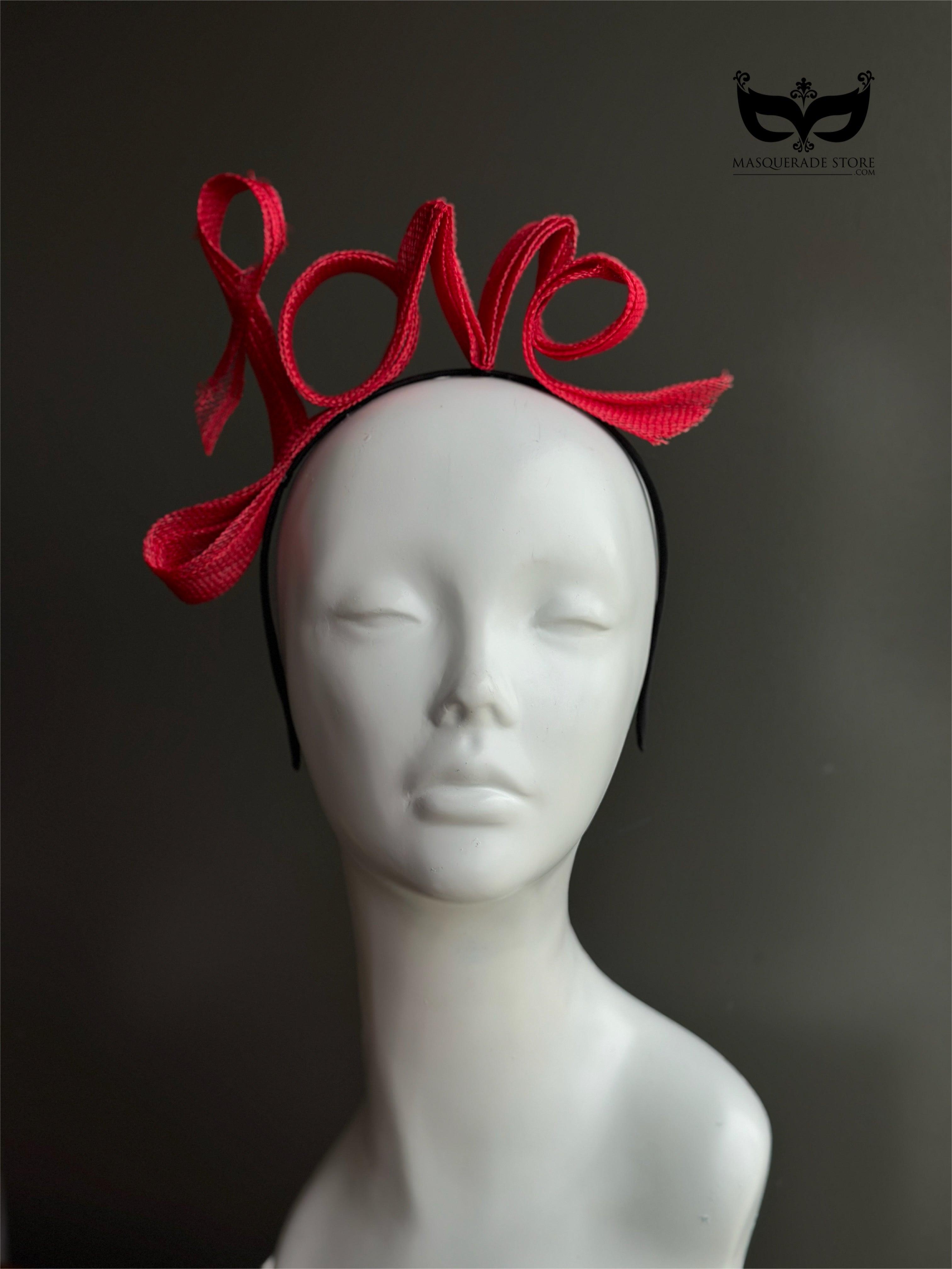 Red LOVE fascinator hat for women