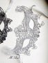 Silver lace masquerade mask, Venetian lace eye mask for women, perfect for weddings, masquerade balls, proms, and Halloween parties.