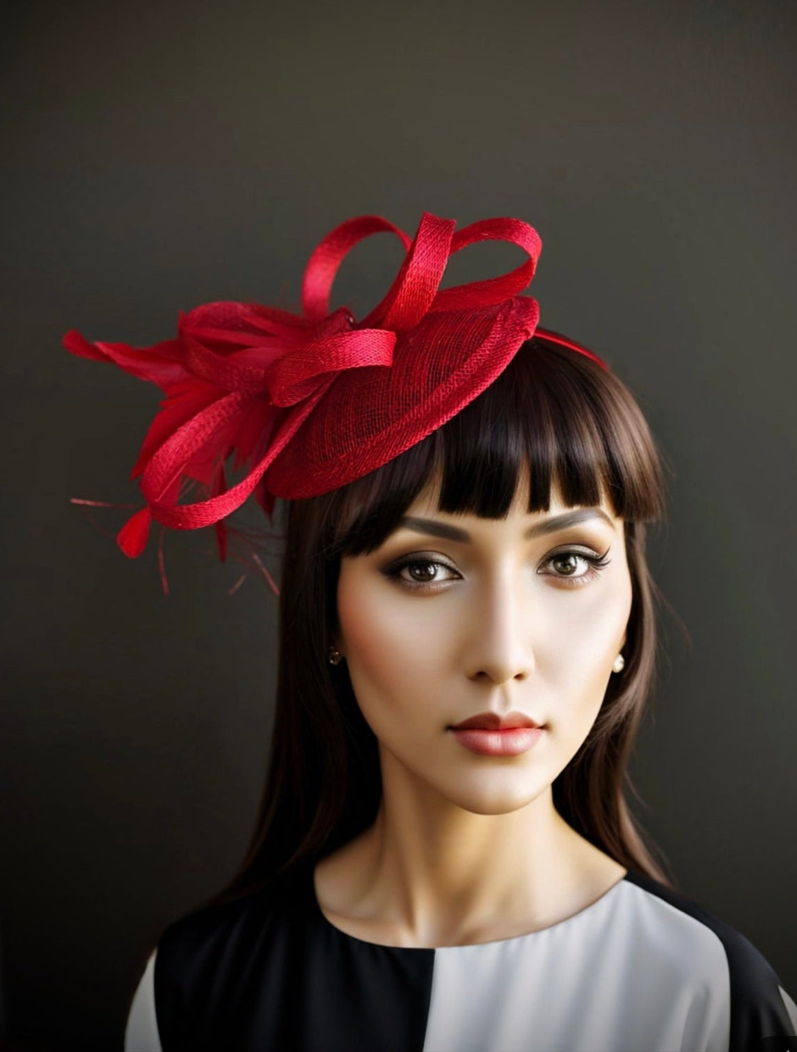 fascinator hat with loops and feathers for weddings or tea parties