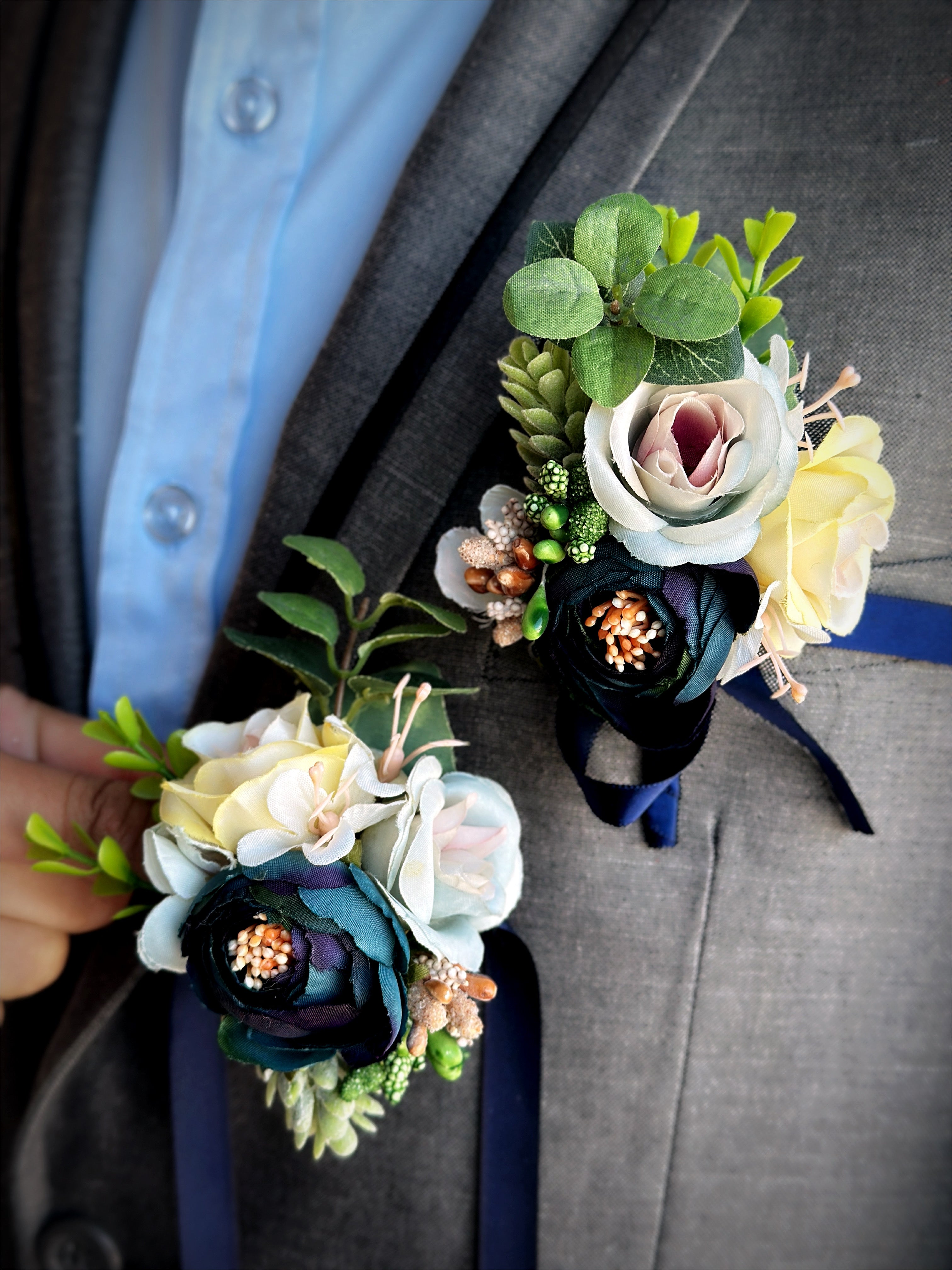 Vert Foncé Velours Main Fleur / Rose Revers Broche, Blazer, Veste Vert Foncé Velours Main Fleur / Rose Revers Broche, Blazer, Veste