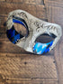 Blue and gold Harlequin Venetian masquerade mask for men, half-face Carnival mask.