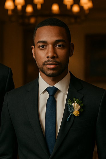 Wedding Boutonniere Set - 6 PCS - Blue Yellow