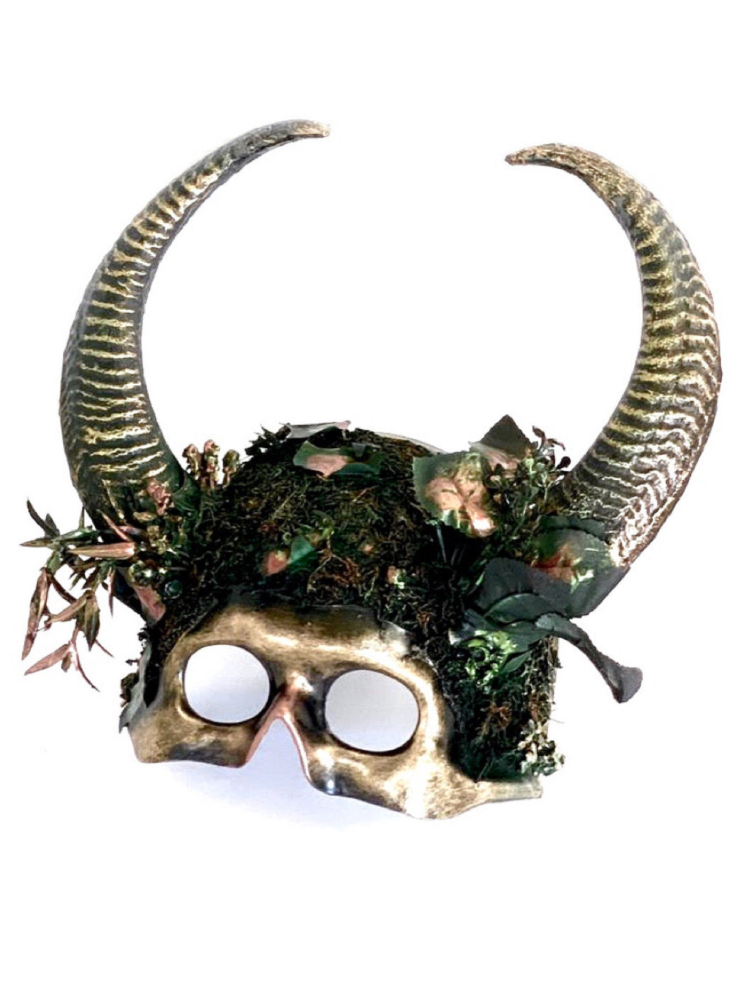 Men’s Woodland Horned Creature masquerade mask with natural embellishments