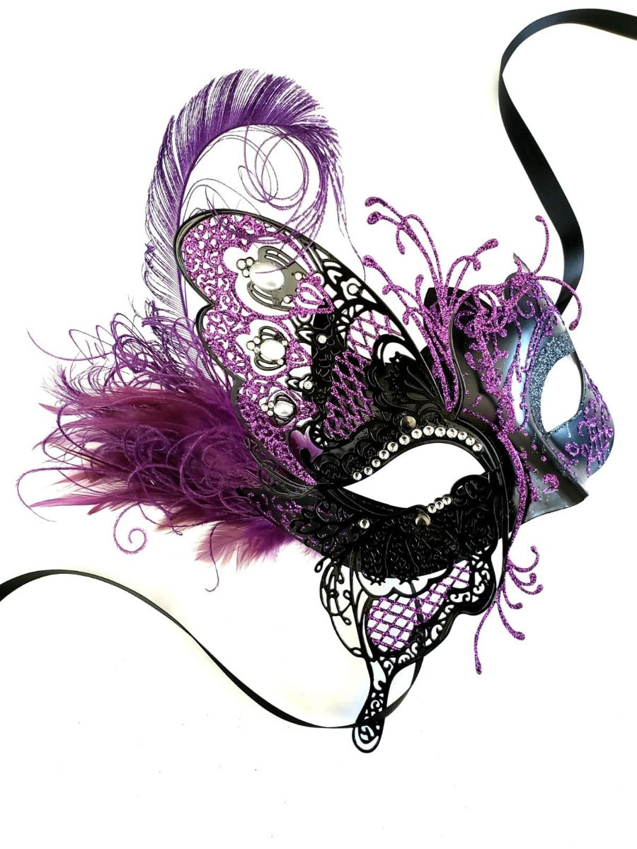 The Flutter Mask - Purple feathers