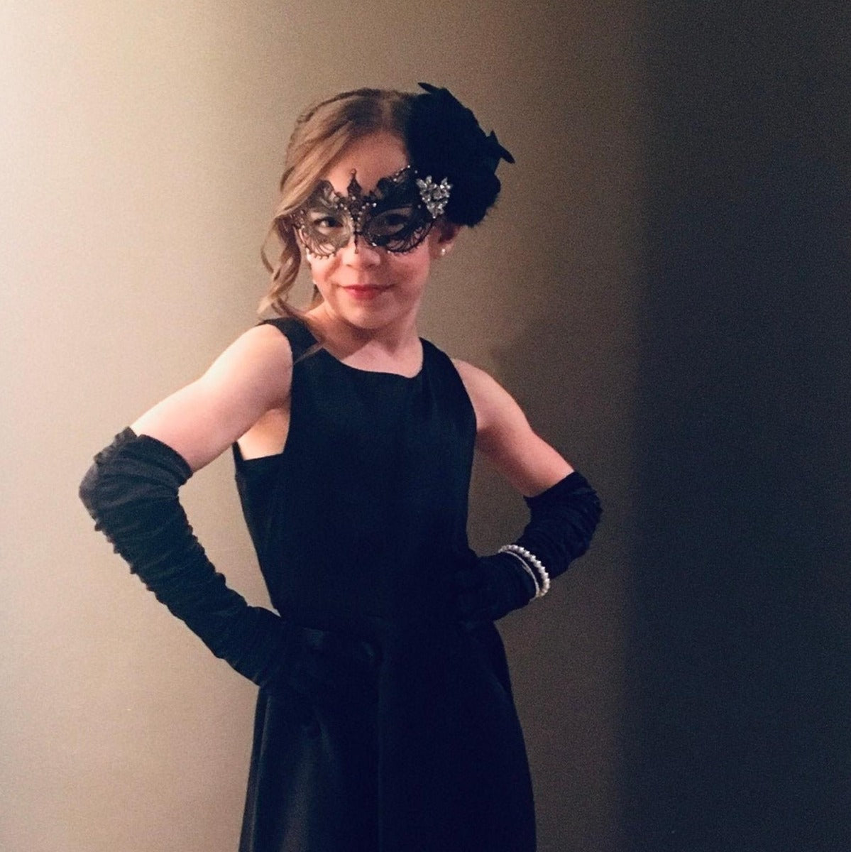 Father Daughter Dance Masks - Black Feathers