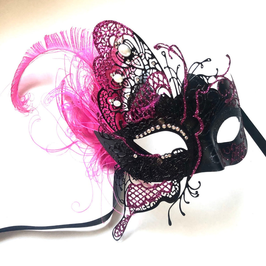 The Flutter Mask - Pink Feathers