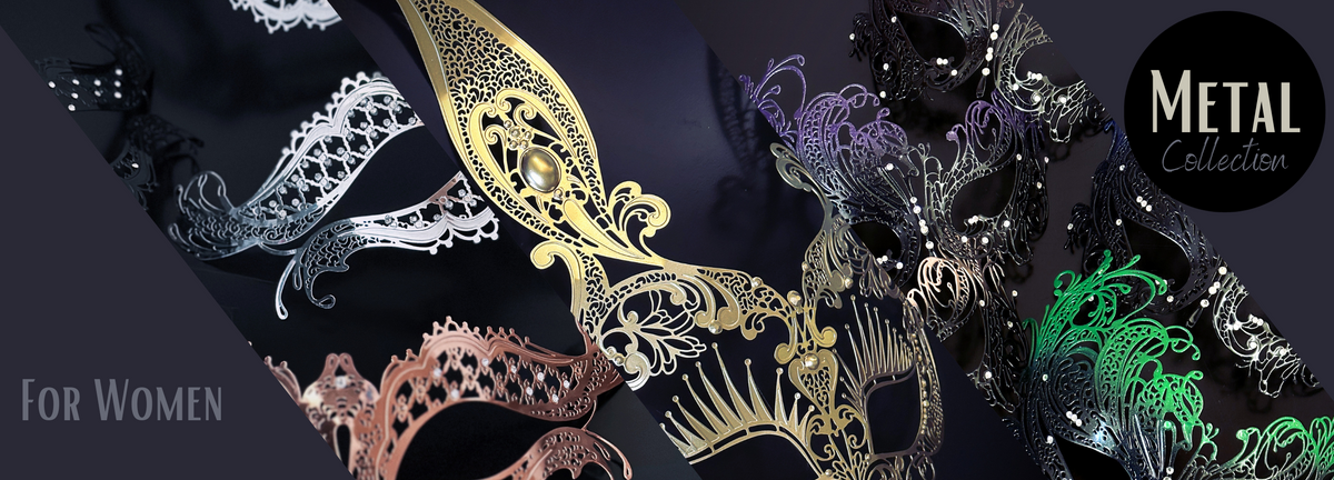 Women's Metal Phantom Filigree Laser-Cut Venetian Masquerade Prom Mask – Gold
