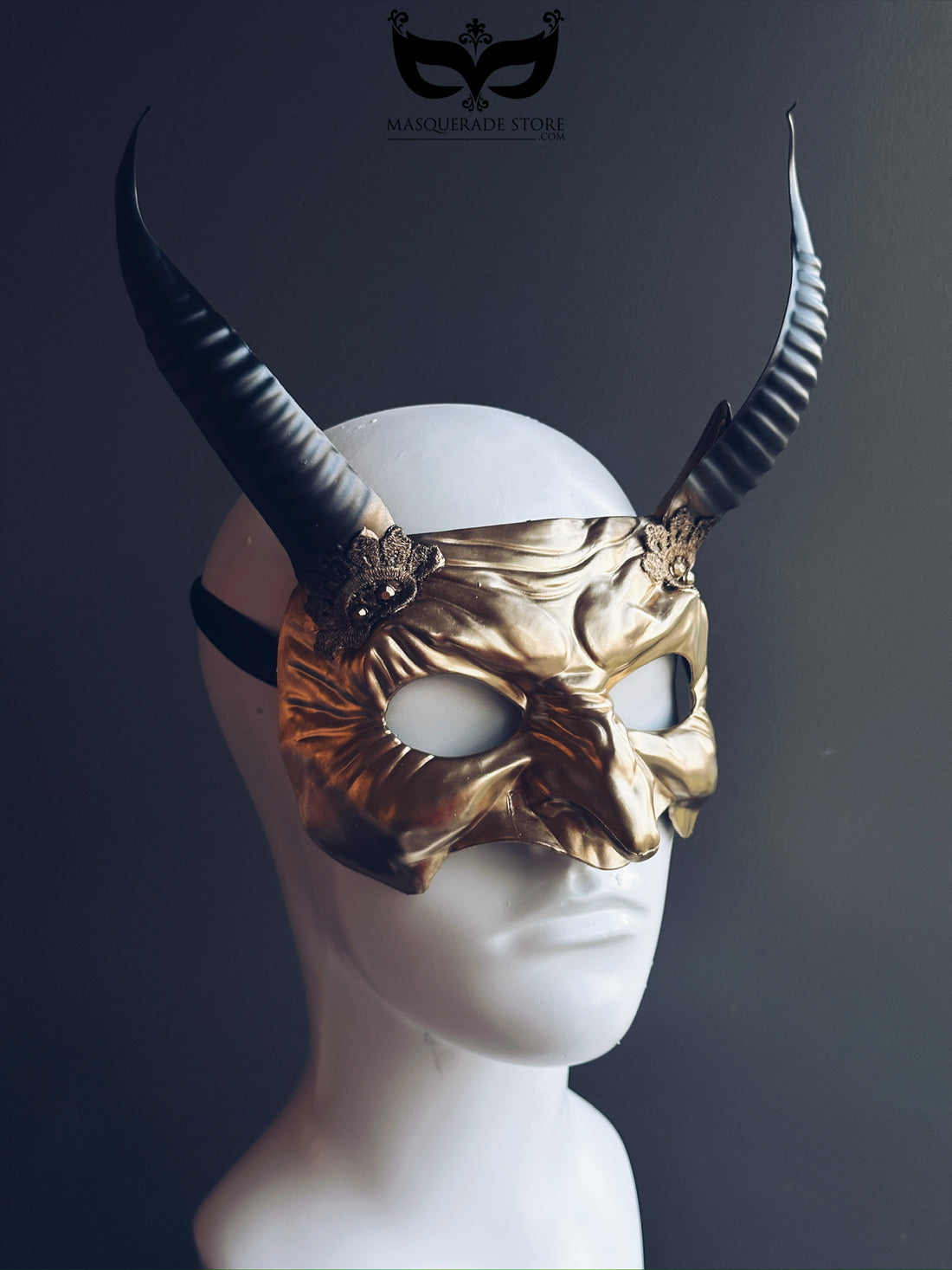 Golden Temptation Horned Mens Mask
