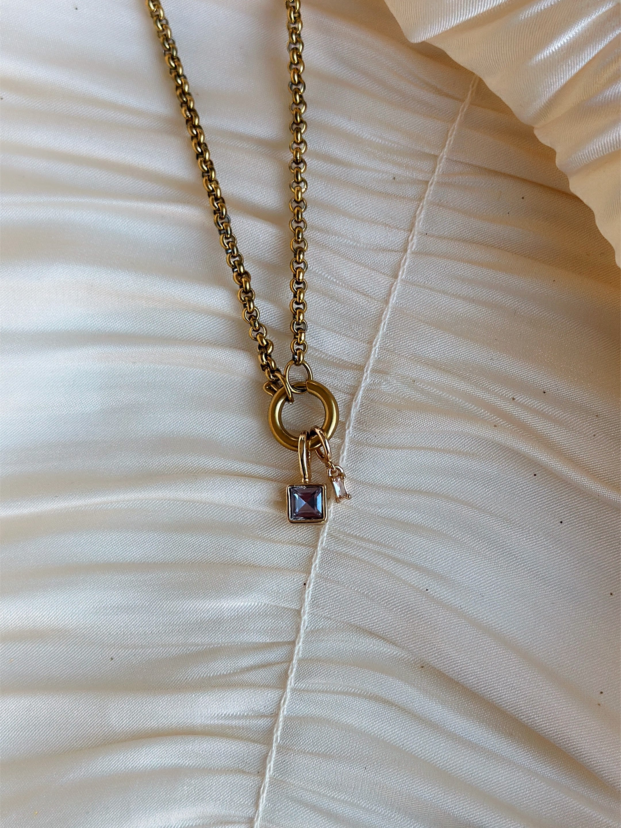 Elara Dual Charm - Necklace (Light Purple/ Opal)