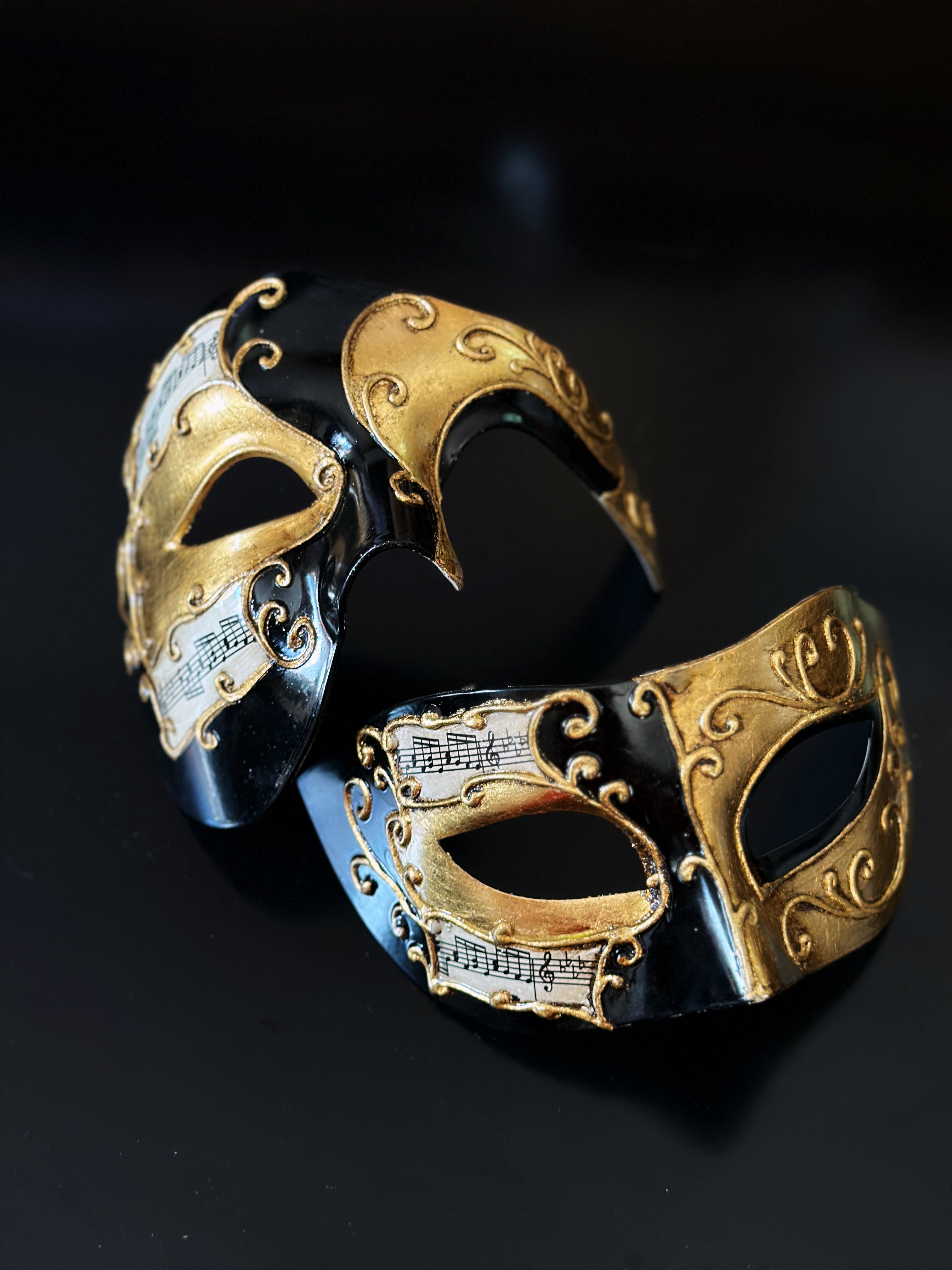 Venetian Harlequin Masks - Gold/Black