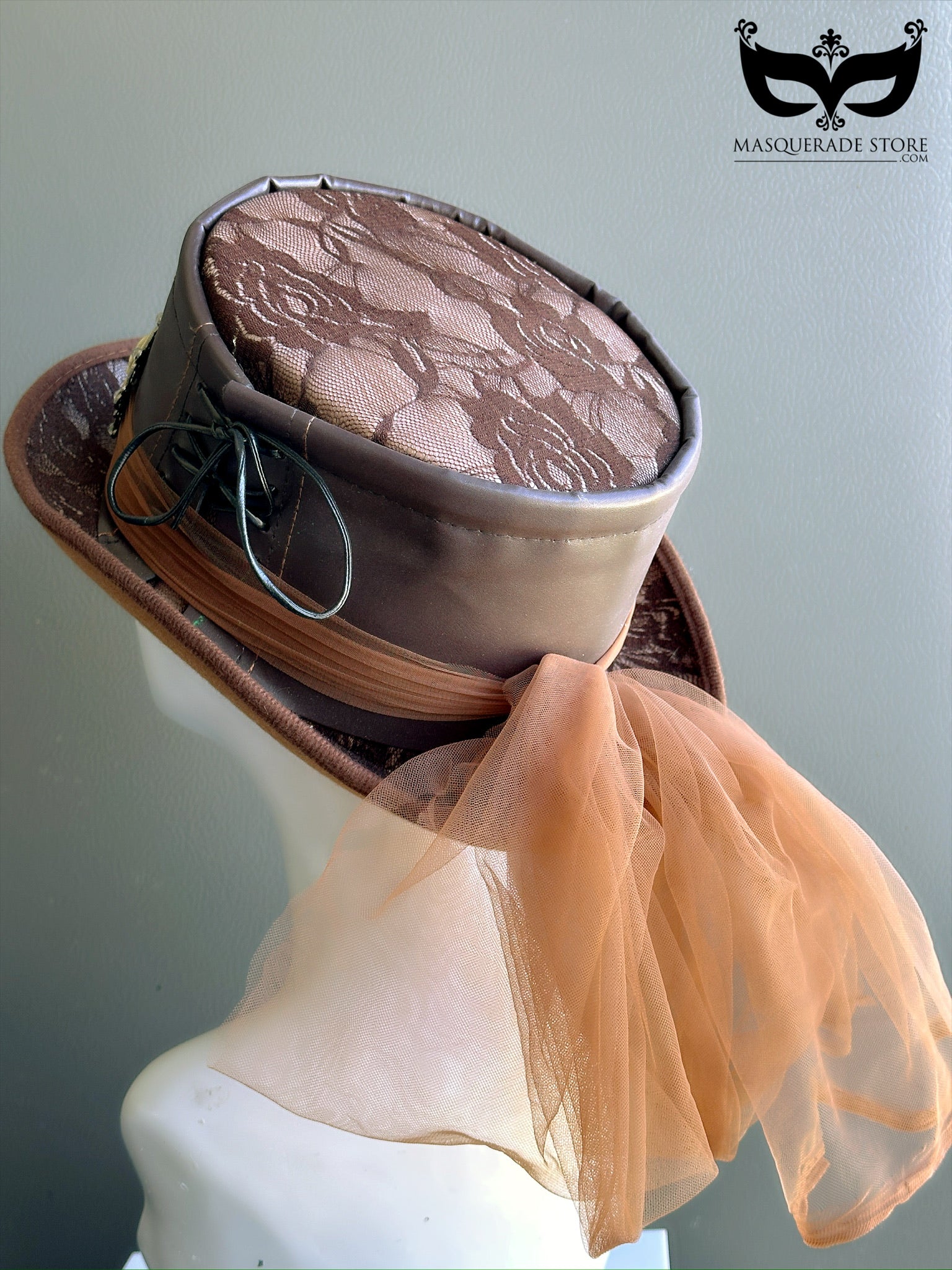 Victorian Echo – Brown Lace Top Hat