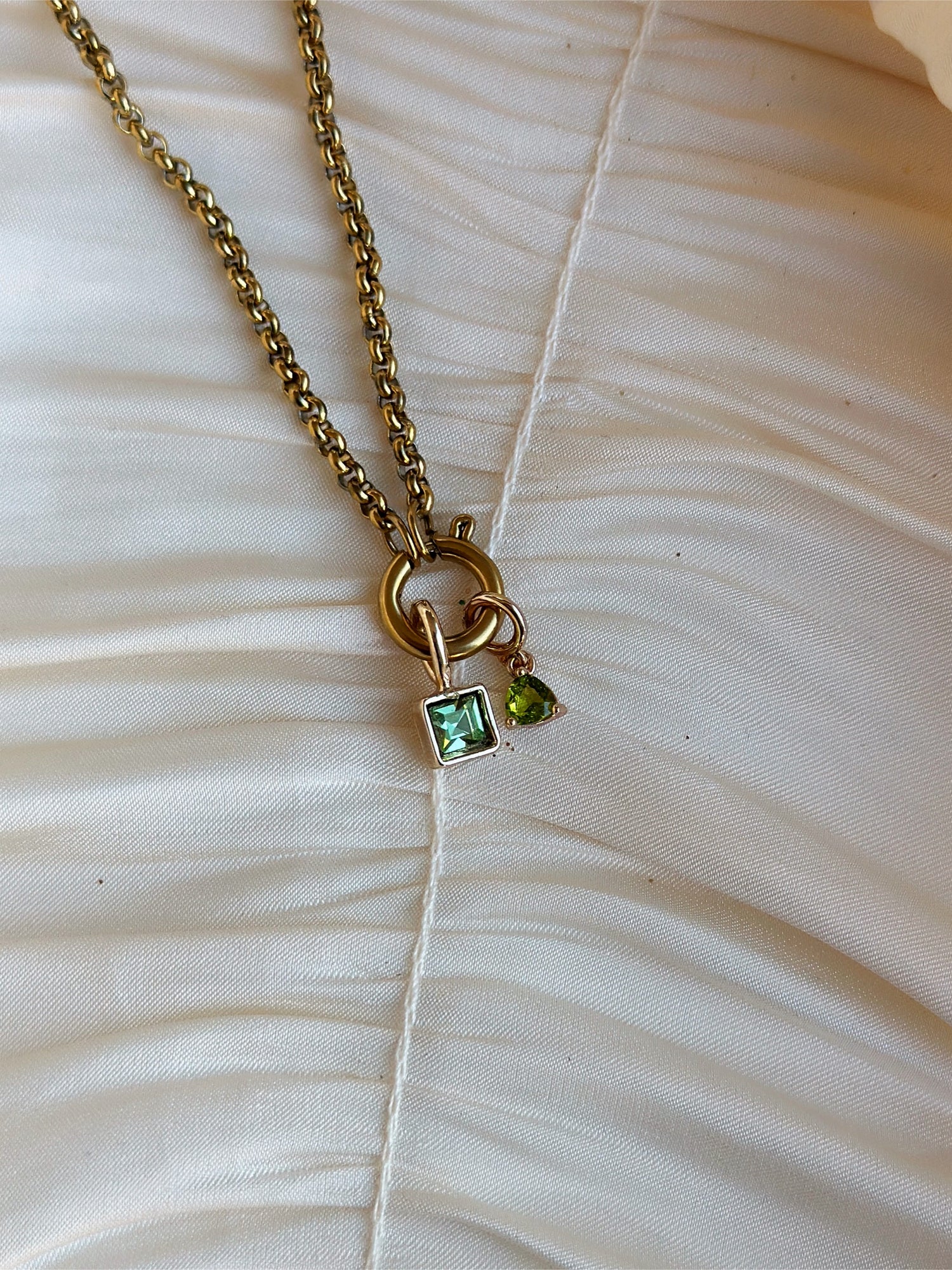 Elara Dual Charm - Necklace (Light Green)