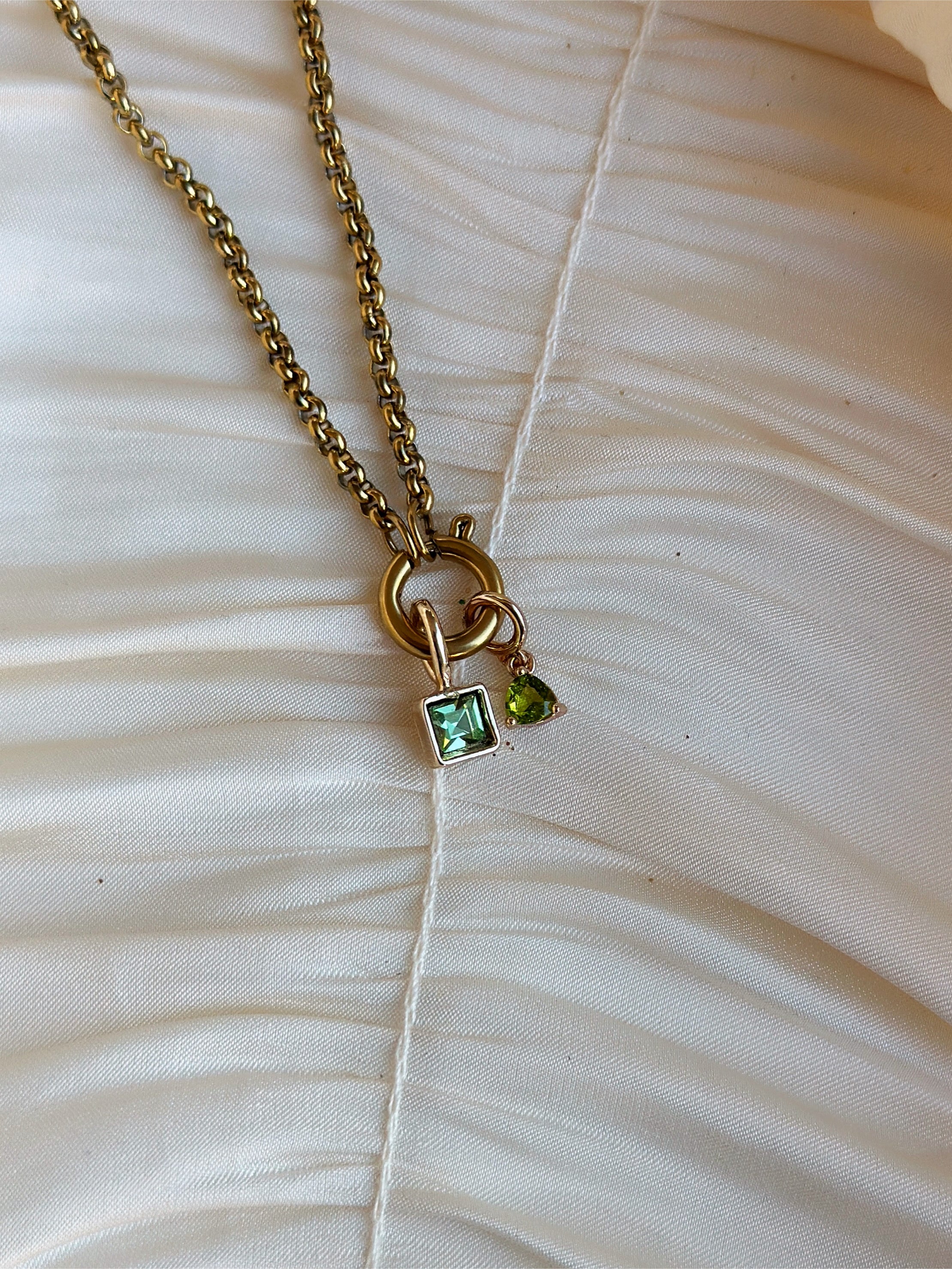 Elara Dual Charm - Necklace (Light Green)
