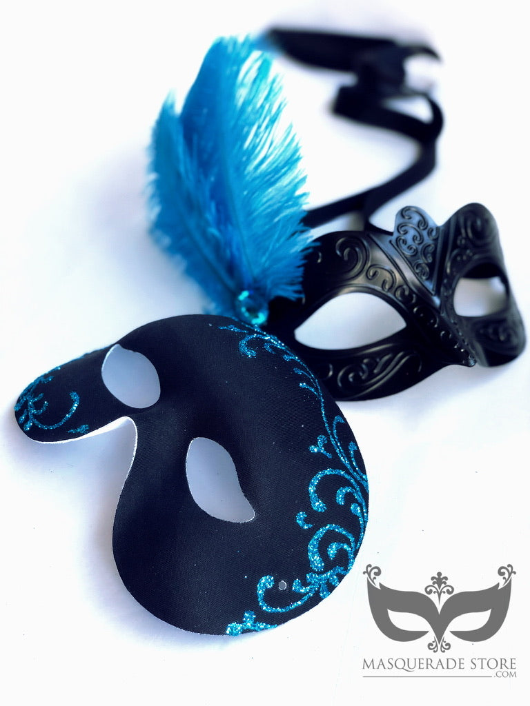 Nocturne Blue Feather Mask Set
