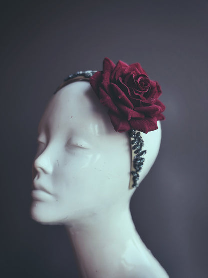 Burgundy Rose Embellished Headband