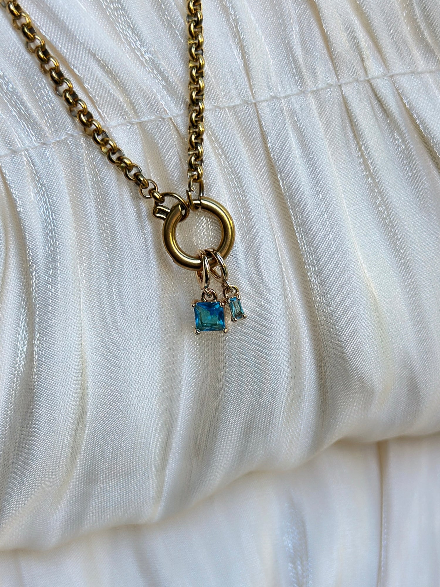 Elara Dual Charm - Necklace (Aqua)