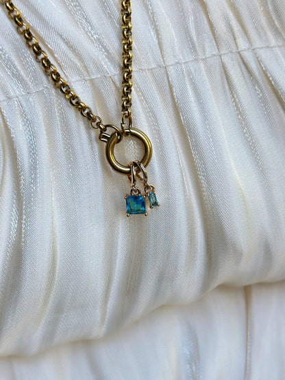 Elara Dual Charm - Necklace (Aqua)