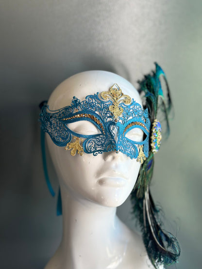 Goddess Masquerade Mask - Green/Teal