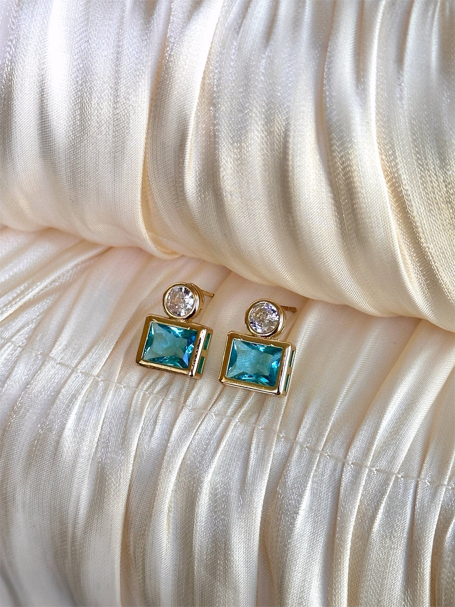Aqua Lumen Duo Stud Earrings