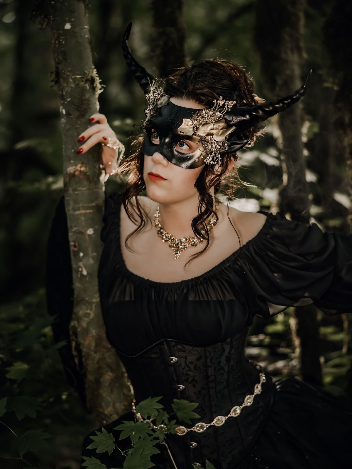 Womens Masquerade Mask Mythical Horn Gold Womens Masquerade Mask Mythical Horn Gold