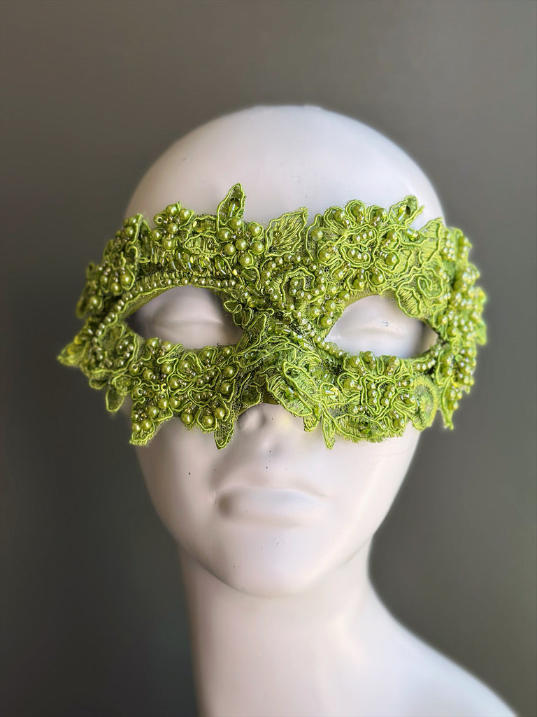 Lime Green Lace Masquerade Mask