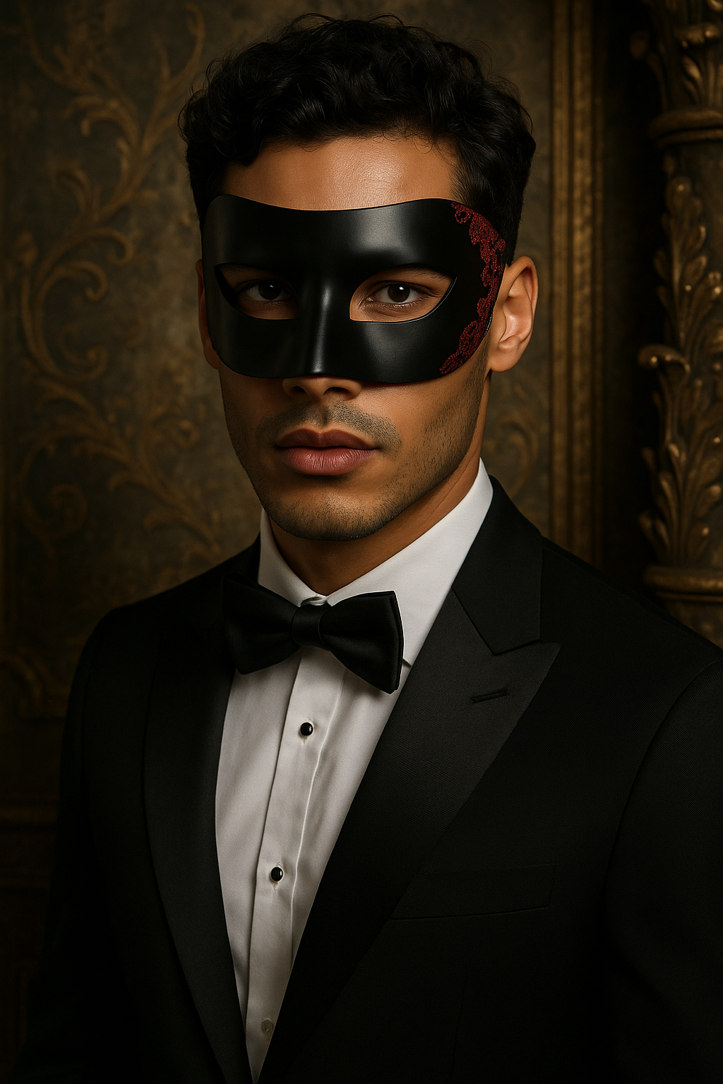 Red Filigree Mask - Black