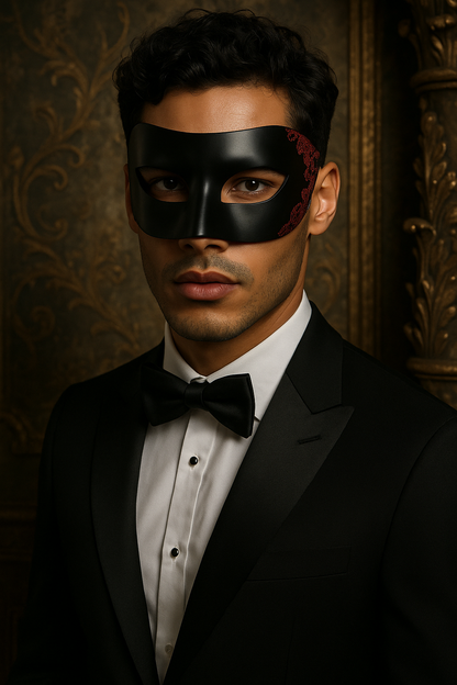 Red Filigree Mask - Black
