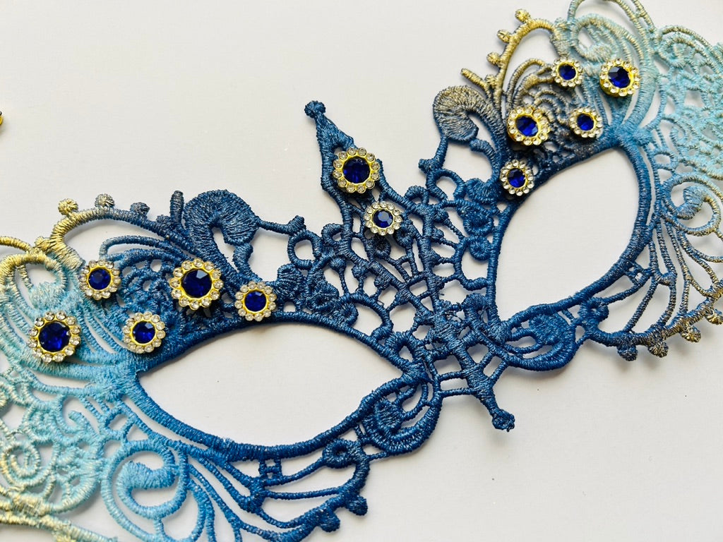 Ana Lace Mask - Blue, Turquoise and Gold