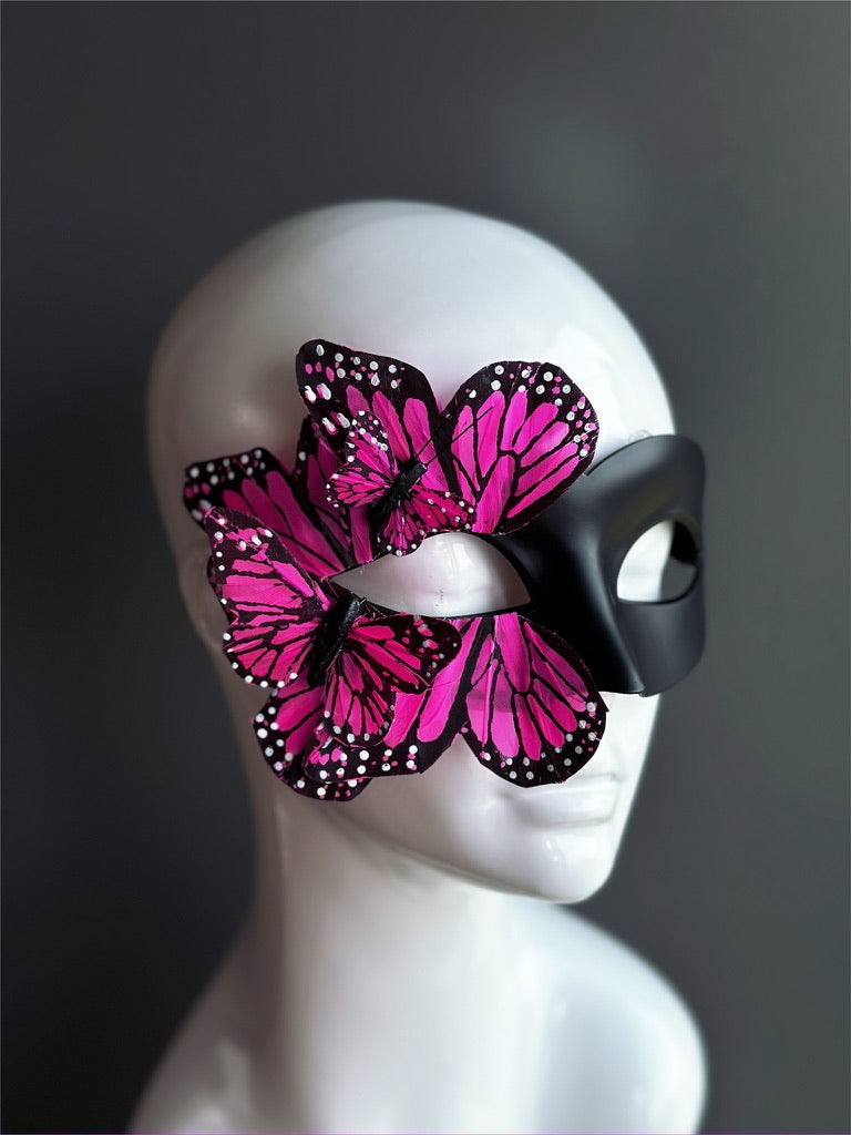Butterfly Mask - Black and Pink
