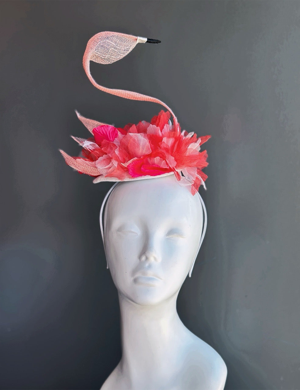 Pink Flamingo Fascinator – Tropical Derby Cocktail Headpiece