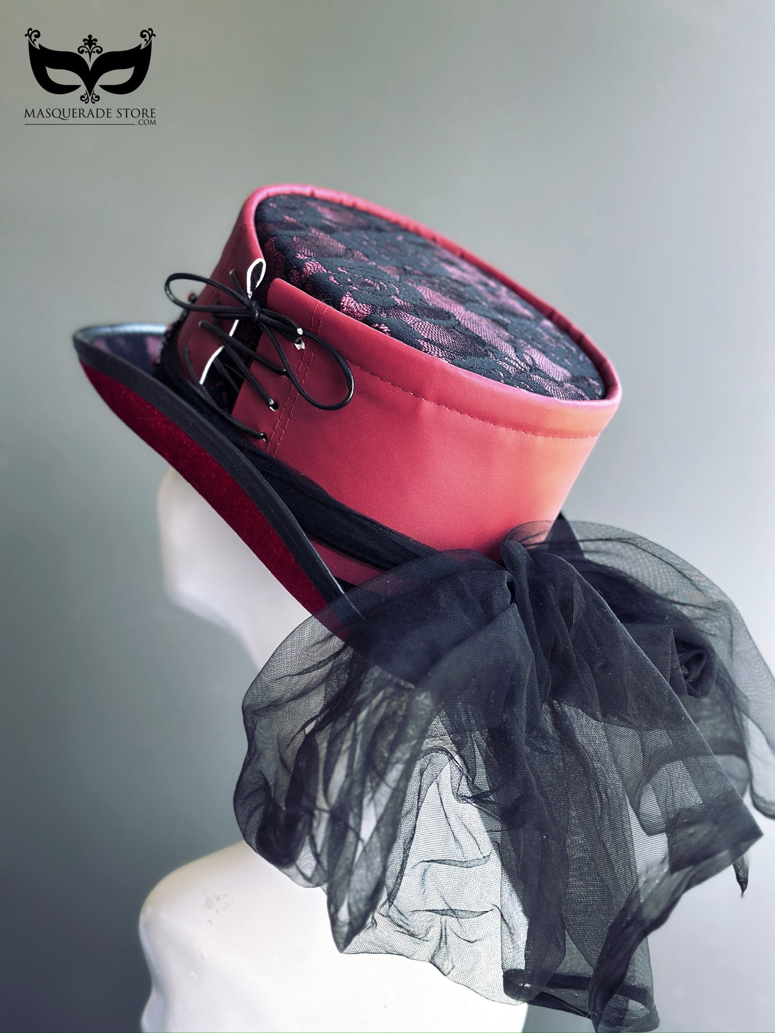 Victorian Red - Red Lace Top Hat