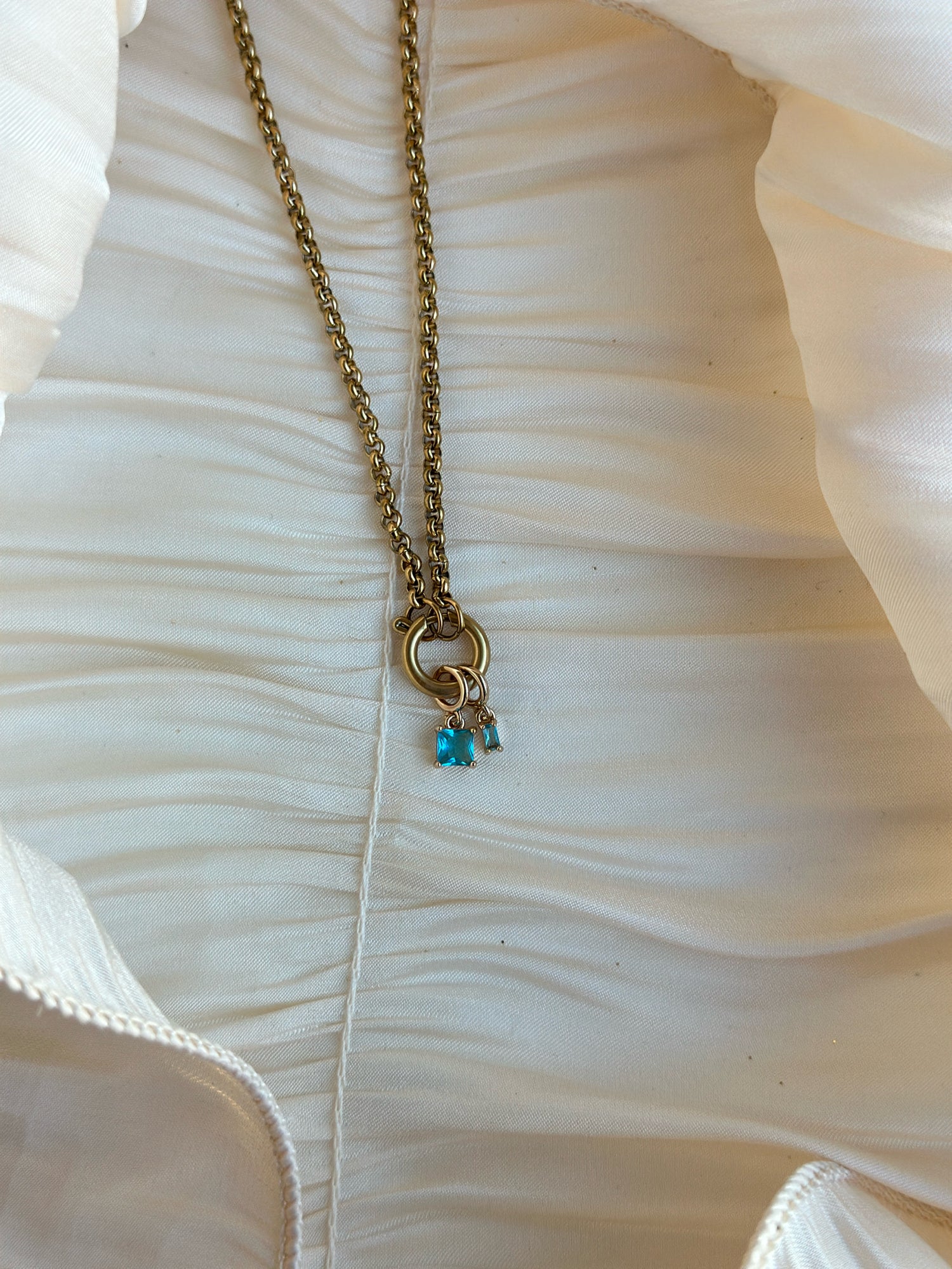 Elara Dual Charm - Necklace (Aqua)