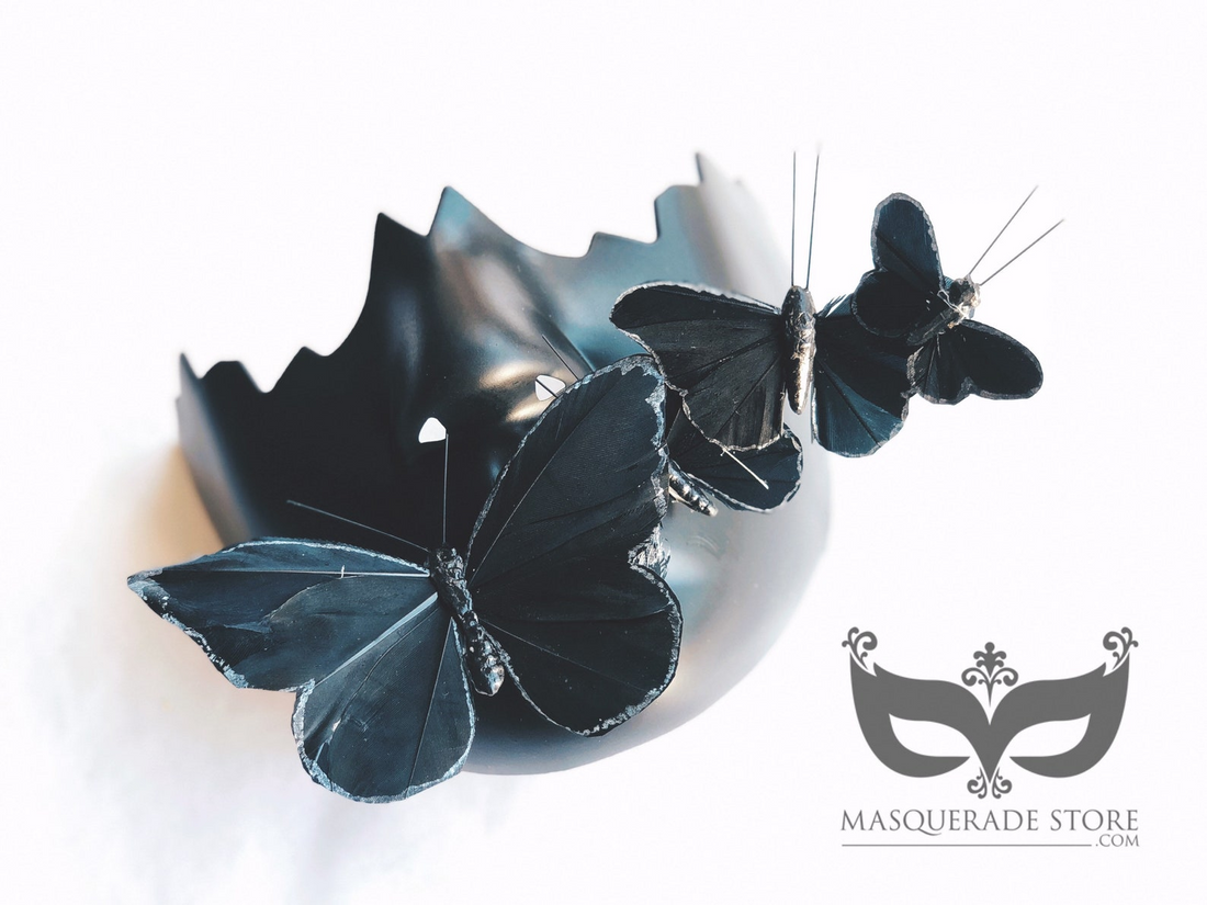 Midnight Wings - Black Butterfly Couples Masks