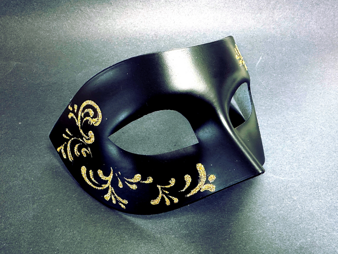 Midnight Royalty - Black &amp; Gold Peacock Couples Masks