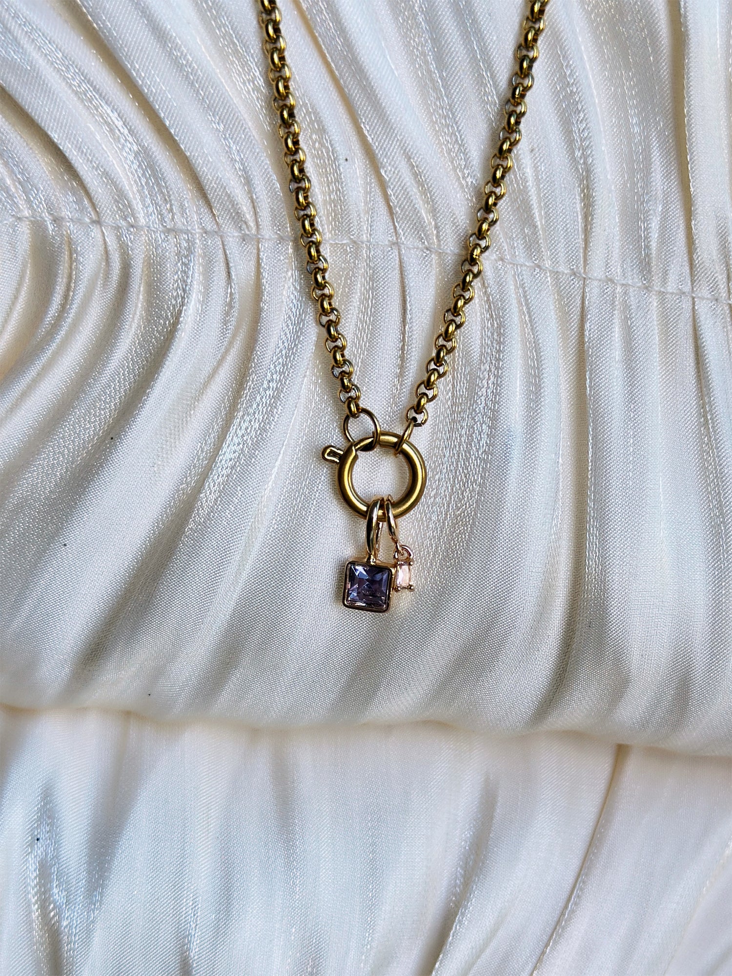 Elara Dual Charm - Necklace (Light Purple/ Opal)