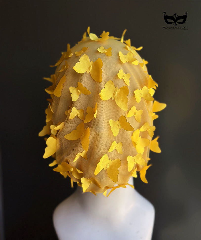 Golden Butterfly Mirage Veil - Avant Garde Couture Headpiece