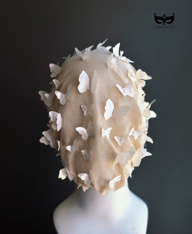 Ivory Butterfly Mirage Veil - Bridal Couture Headpiece