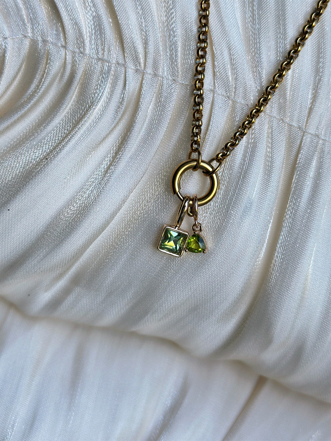Elara Dual Charm - Necklace (Light Green)